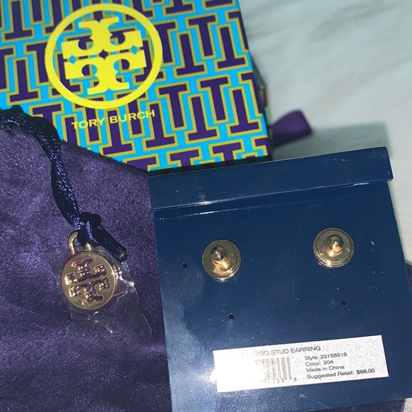 Gold and Brown Tory Burch Earrings NWT - Picture 2 of 3
